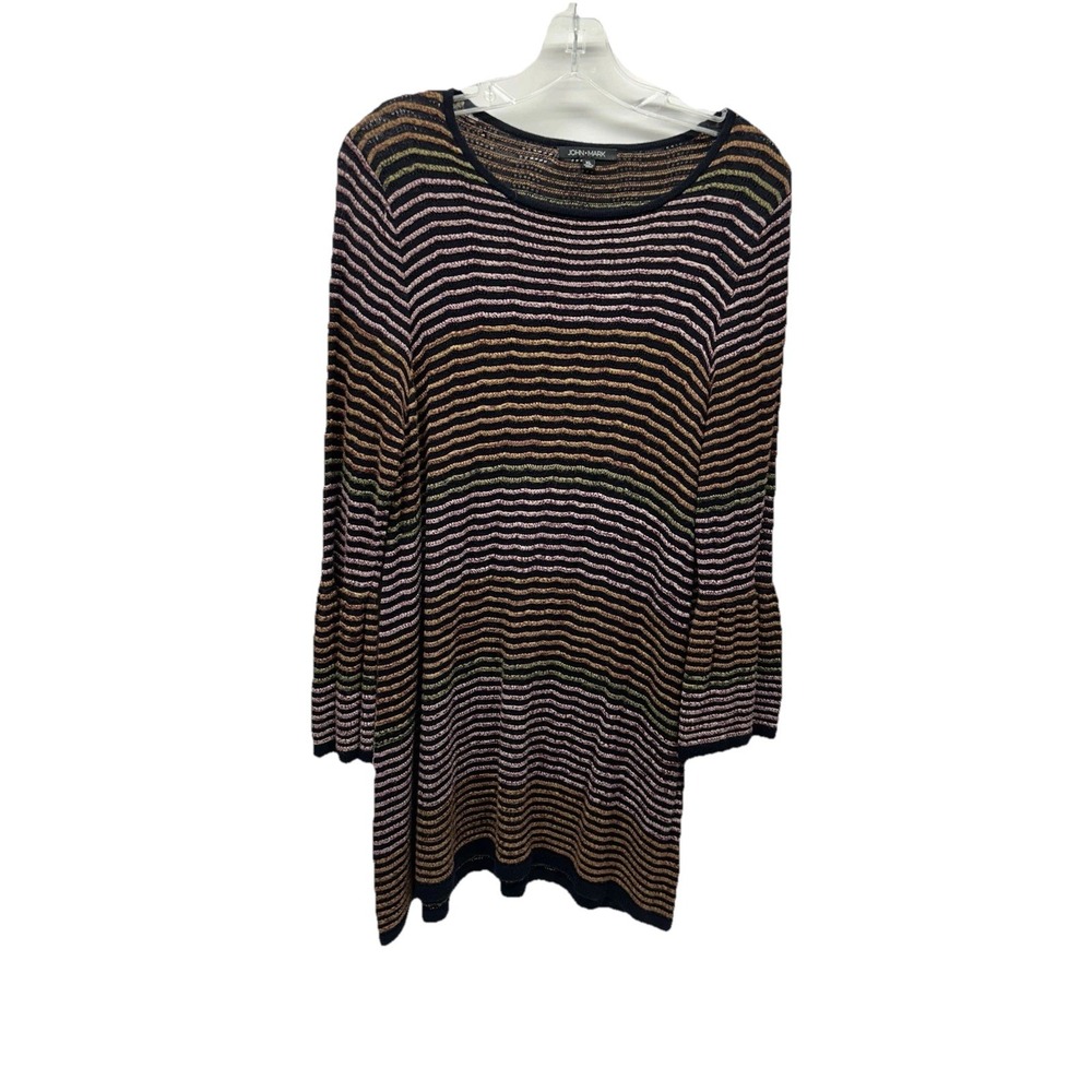 John Mark Women's Striped XL Peasant Top Multicolor Sweater (C7)
